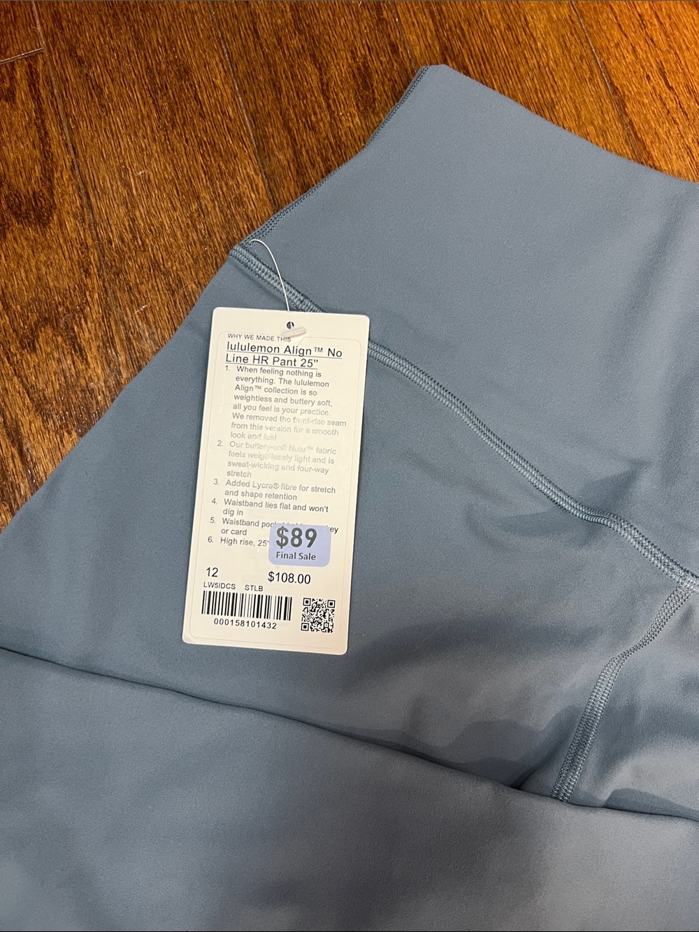 49. Lululemon align no line HR pant legging 25” blue steel NWT - Picture 2 of 4